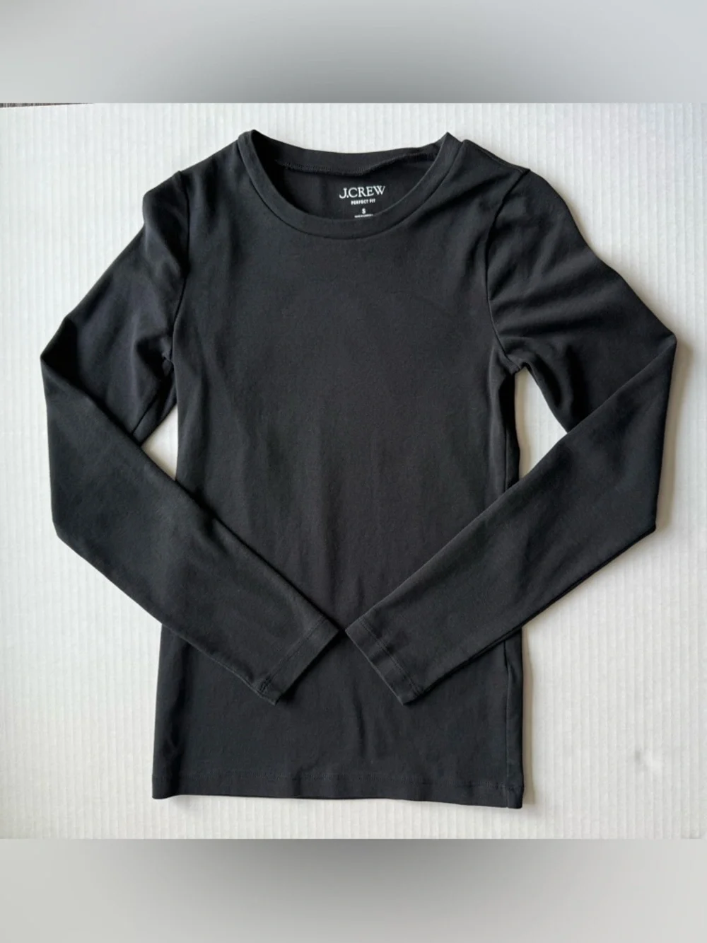 J. Crew Perfect Fit Long Sleeve Crewneck T-Shirt Black Size S BL112